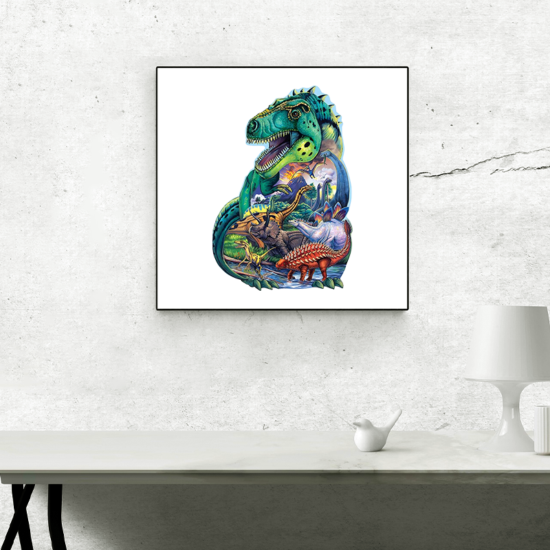 Stort dinosauriepussel med vulkanmotiv