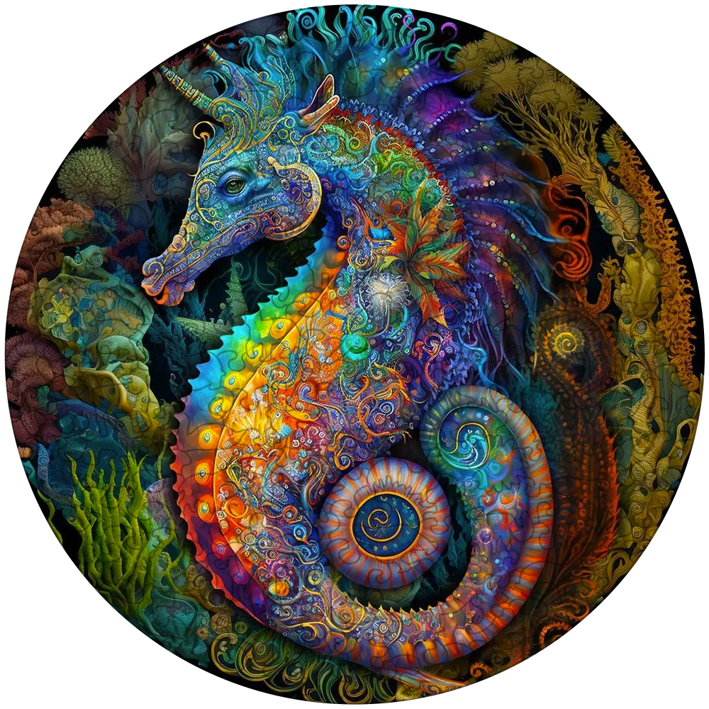 Träpussel: Mandala-sjöhäst