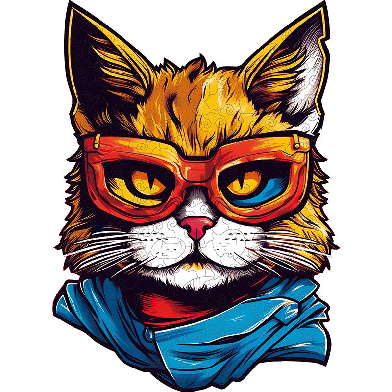 Katt med solglasögon – träpussel