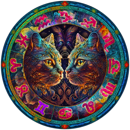 Färgglad abstrakt katt – träpussel