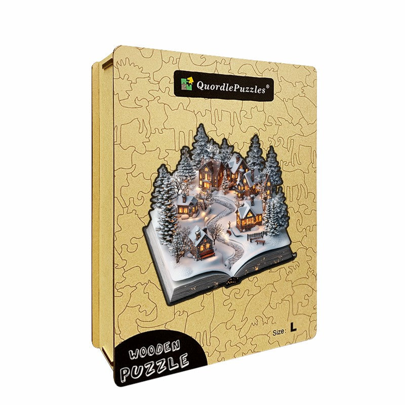 3D-träpussel: Snöig by