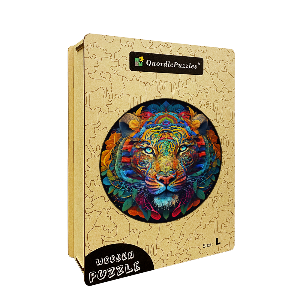 Abstrakt färgglad tiger – träpussel