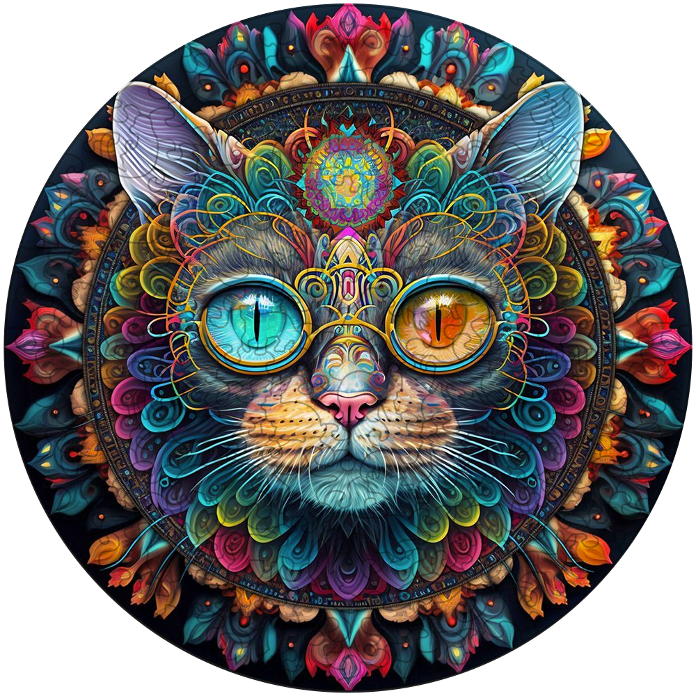 Mandala-katt – magiskt träpussel