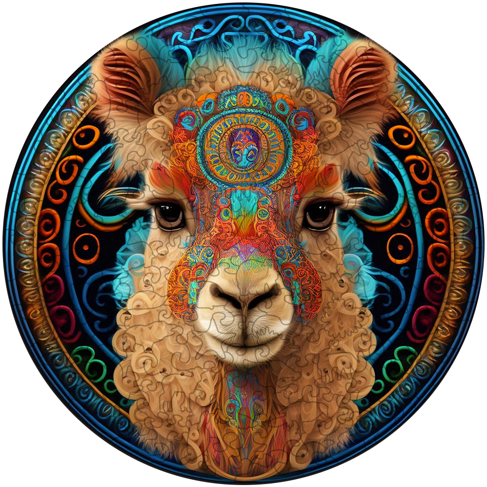 Mandala-alpacka – träpussel