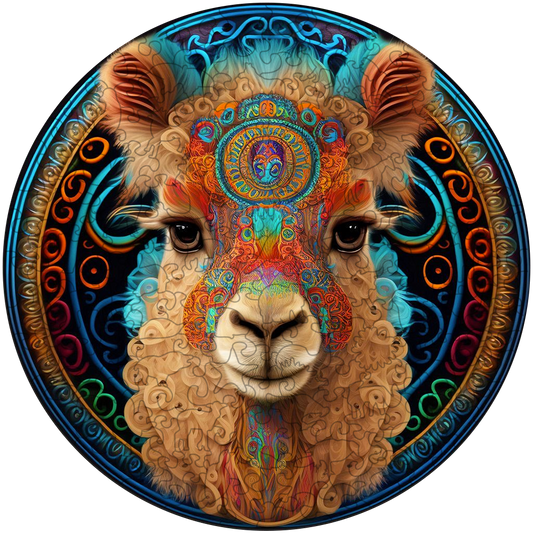 Mandala-alpacka – träpussel