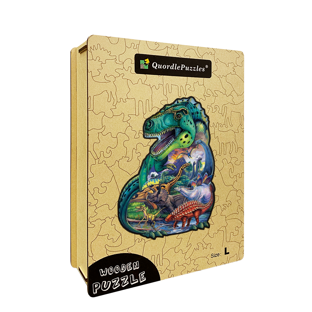Stort dinosauriepussel med vulkanmotiv