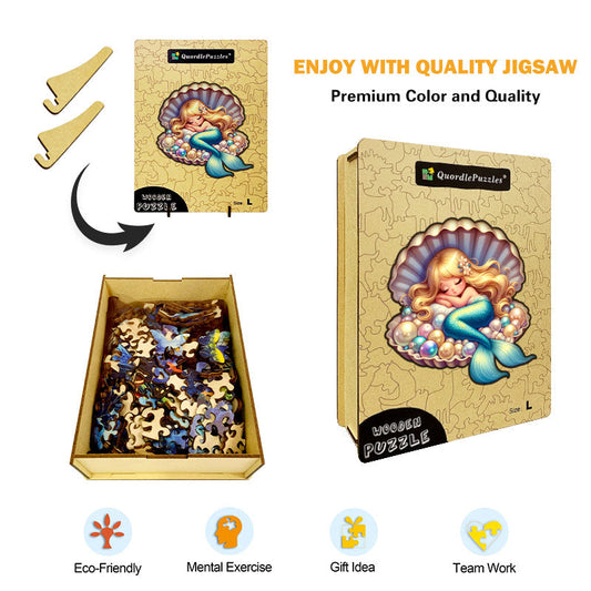 Sjöjungfru som sover i pärlsnäcka