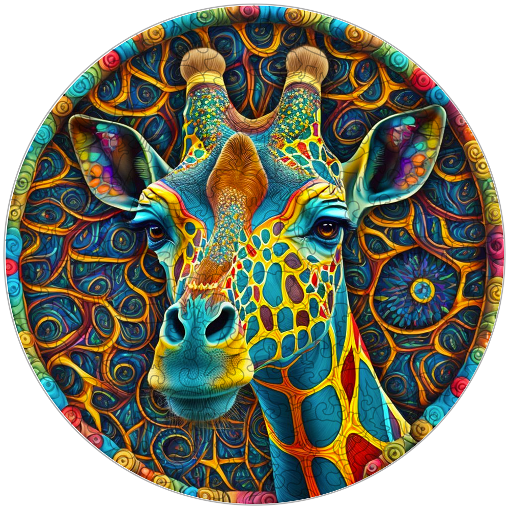 Psykedelisk giraff – träpussel