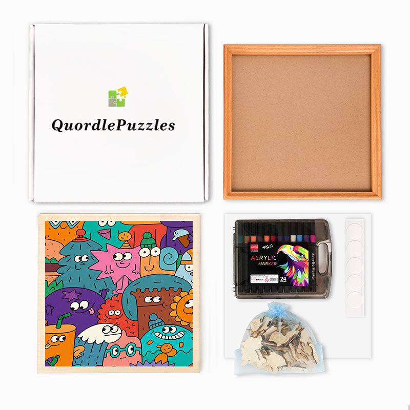 Ansikten av saker - Träpussel att färglägga