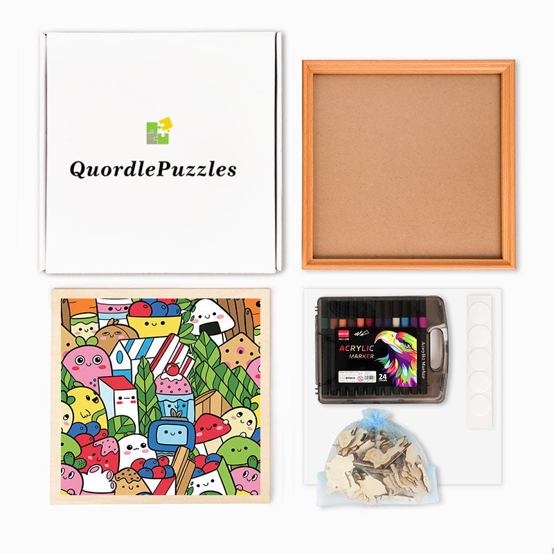 Matvänner - Träpussel att färglägga