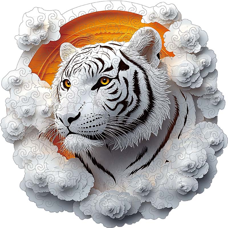 3D-träpussel: Vit tiger