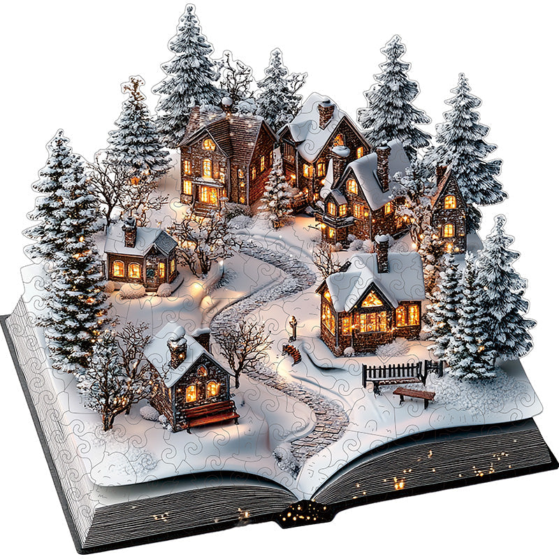 3D-träpussel: Snöig by