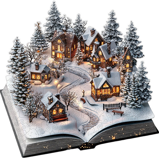 3D-träpussel: Snöig by