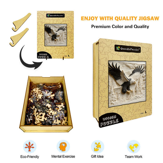 Snidad örn i flykt träpussel