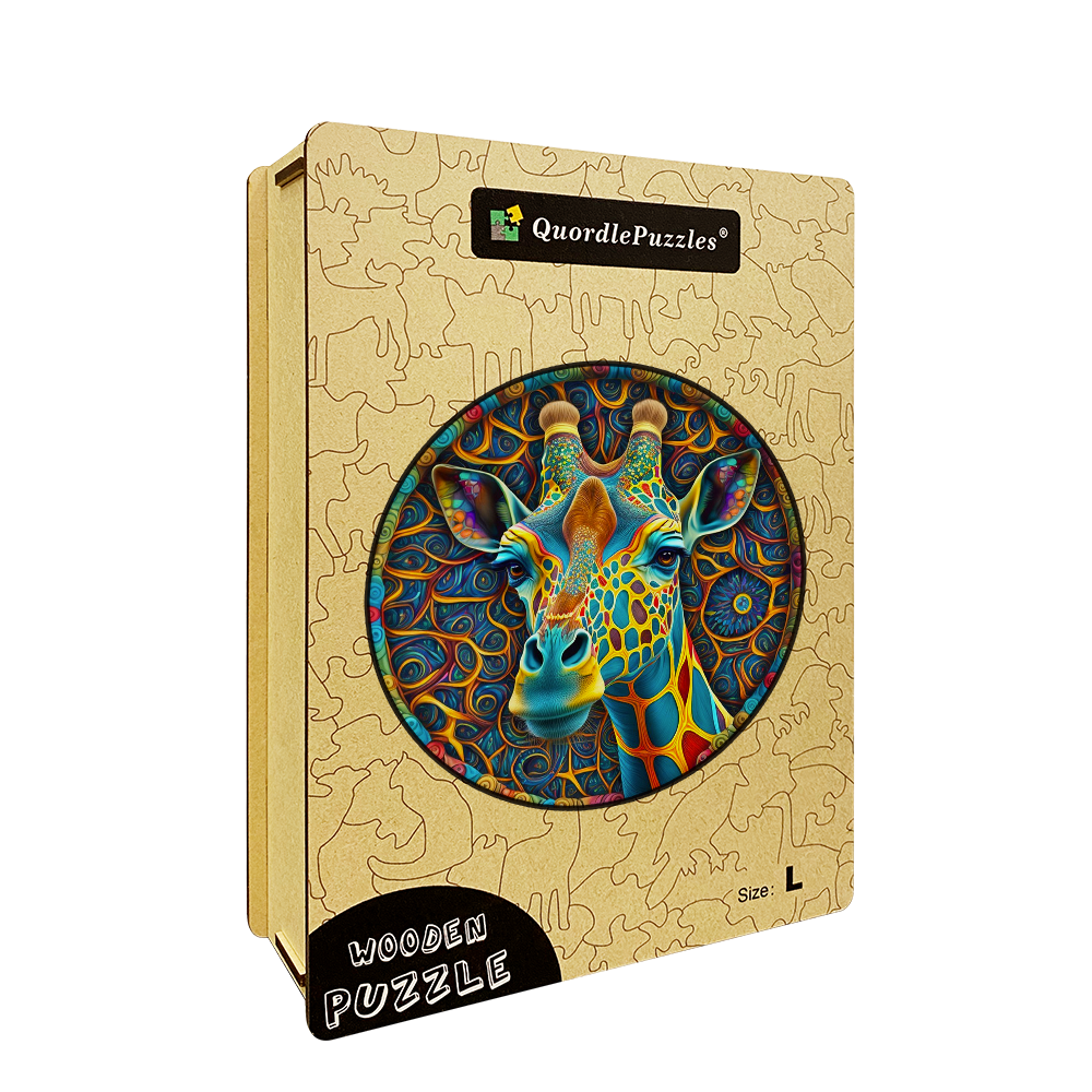 Psykedelisk giraff – träpussel