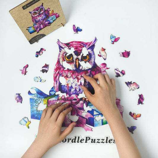 Rolig uggla med presenter