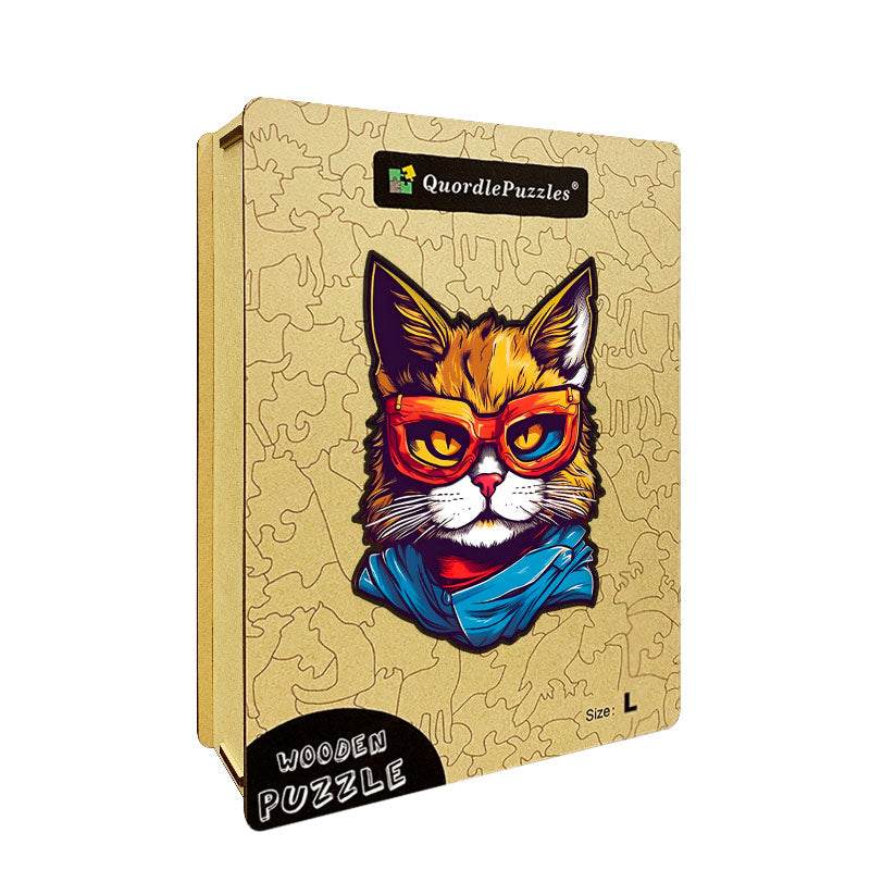 Katt med solglasögon – träpussel