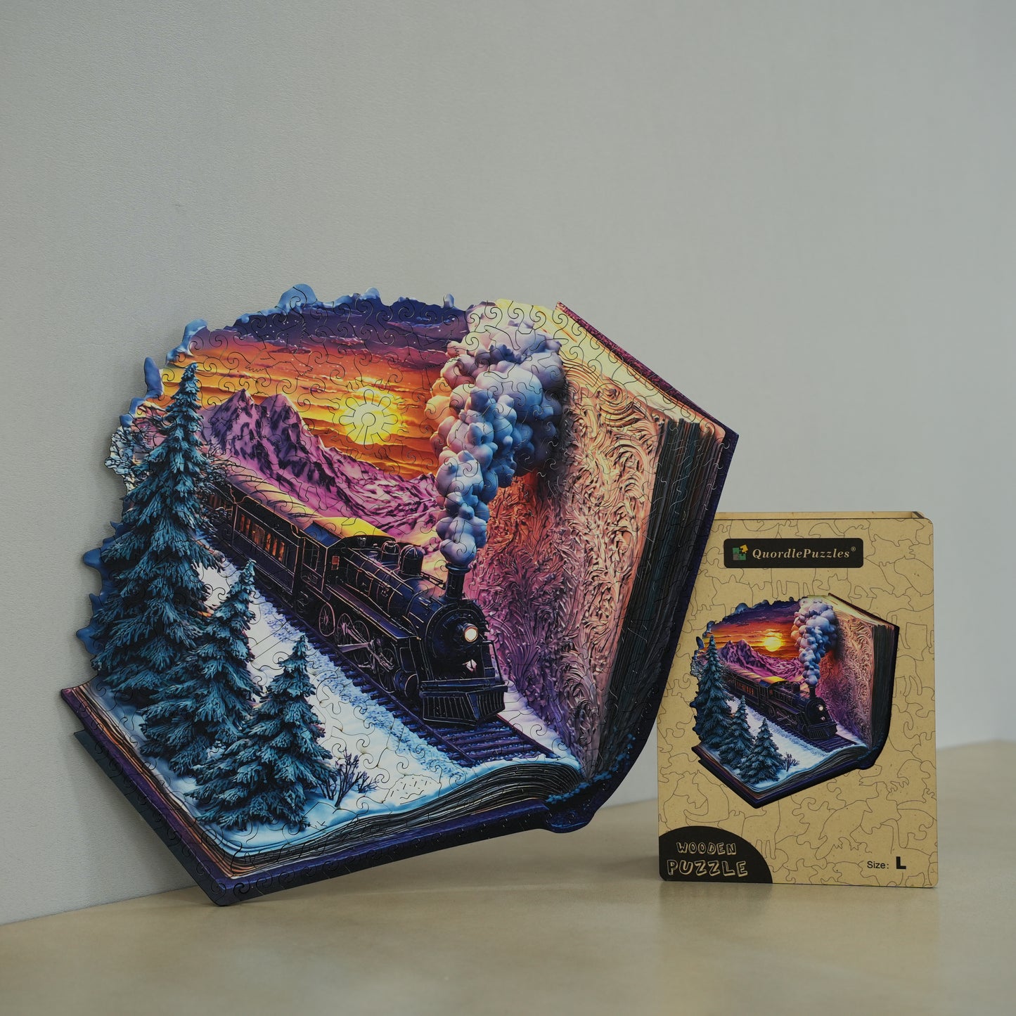 3D-träpussel: Vintertågresa