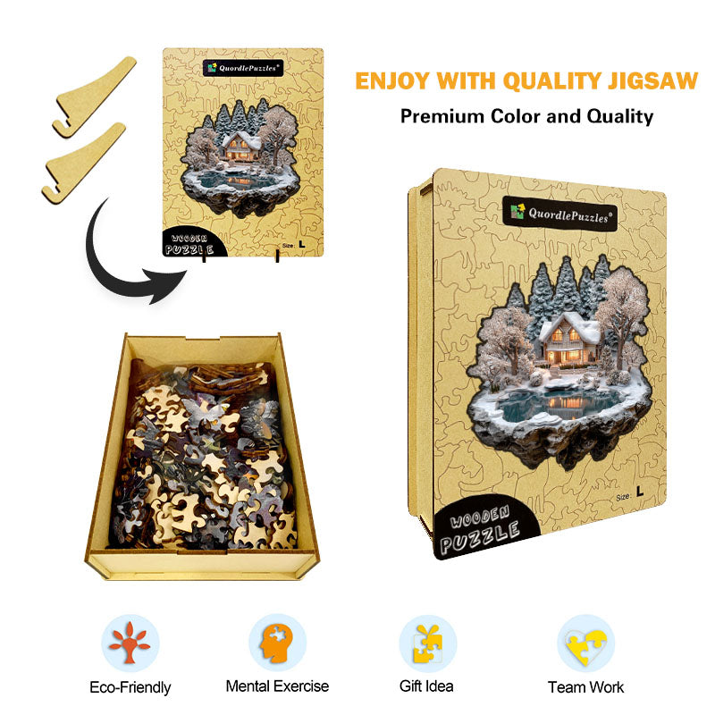 Tidsbegränsat erbjudande idag🔥Stillhet vid Vinterstugan – Träpussel