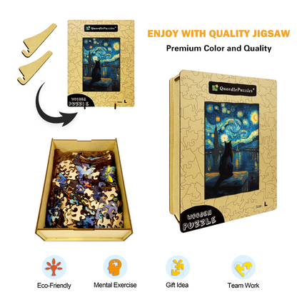 Van Gogh-inspirerad stjärnhimmel katt