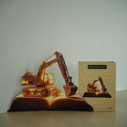 3D-träpussel: Grävmaskin på boken