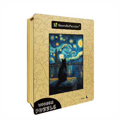 Van Gogh-inspirerad stjärnhimmel katt