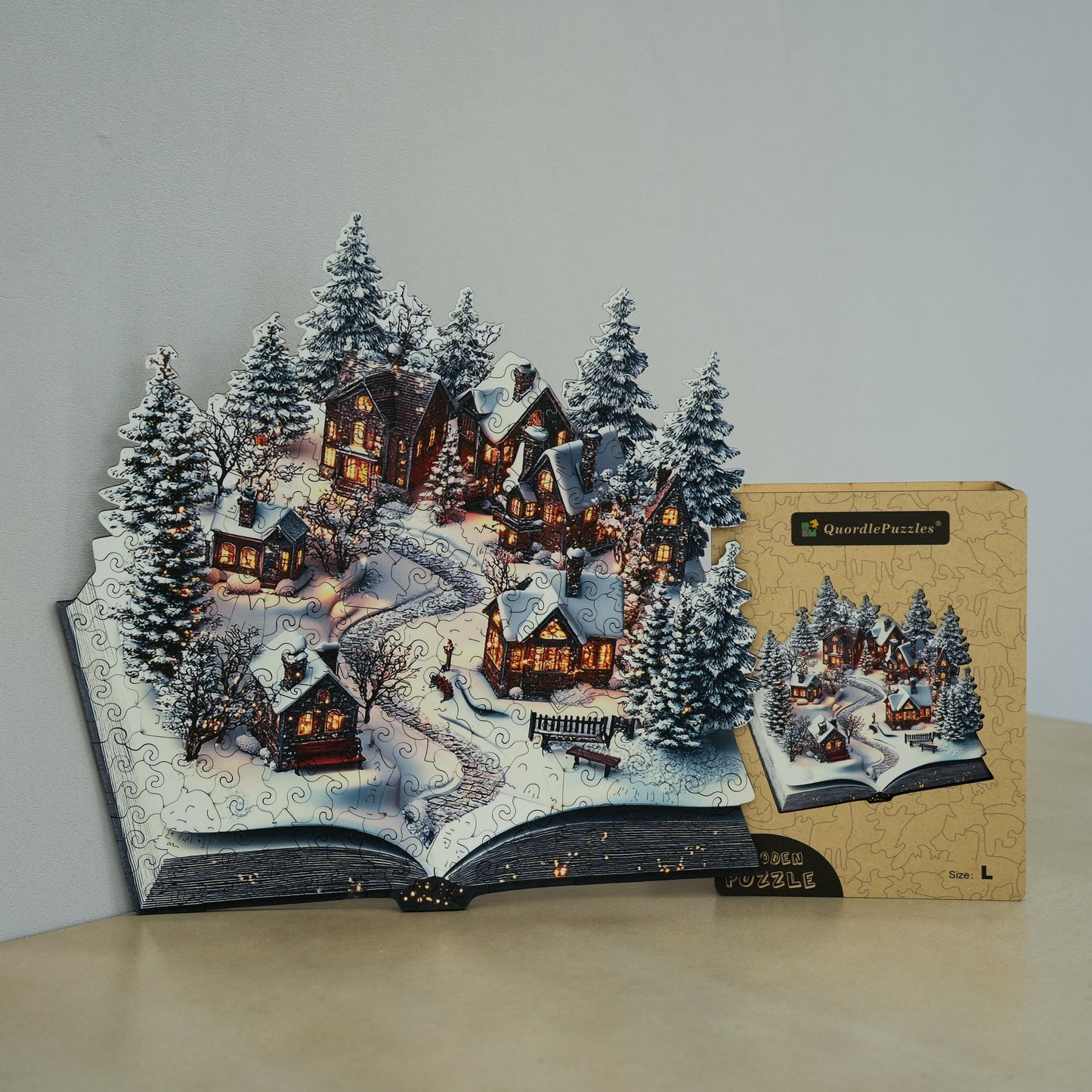 3D-träpussel: Snöig by