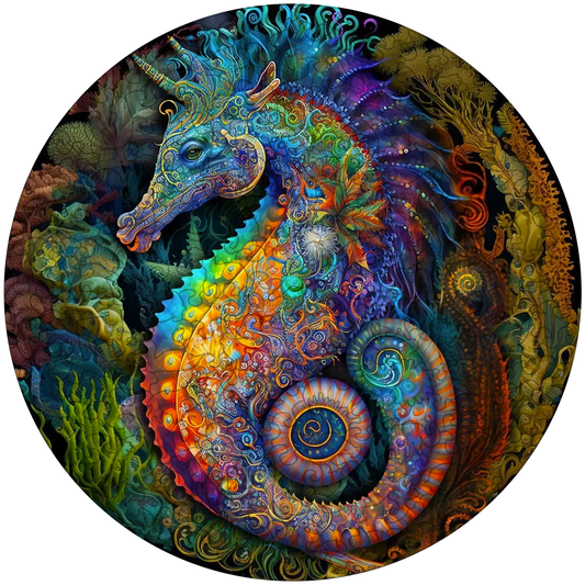 Träpussel: Mandala-sjöhäst