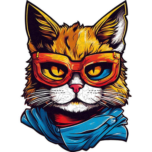 Katt med solglasögon – träpussel
