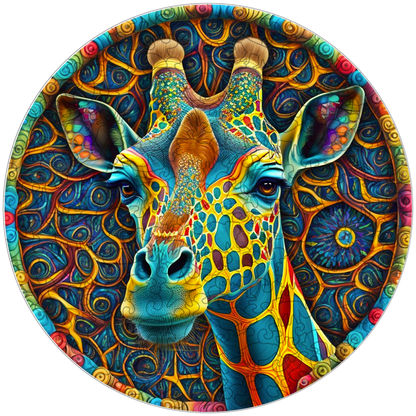 Psykedelisk giraff – träpussel