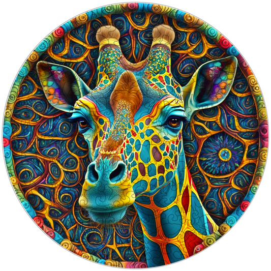 Psykedelisk giraff – träpussel