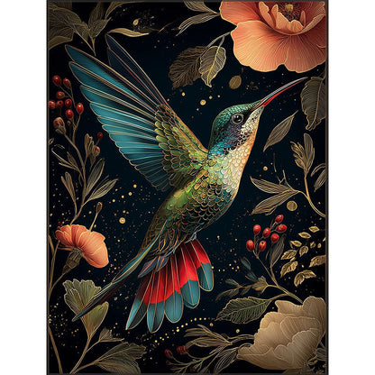 Färgglad kolibri i trä
