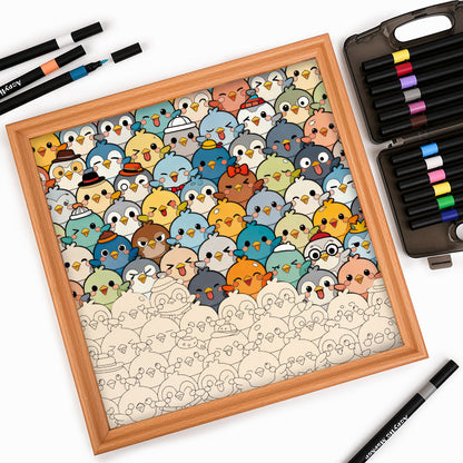 Fåglar - Träpussel