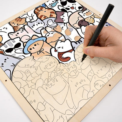 Lata katter - Träpussel med målarbilder