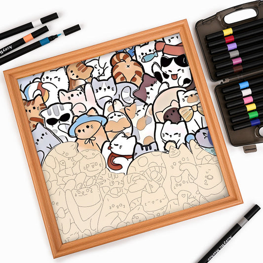 Lata katter - Träpussel med målarbilder