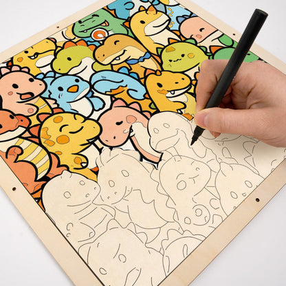 Liten drake - Träpussel med målarbilder