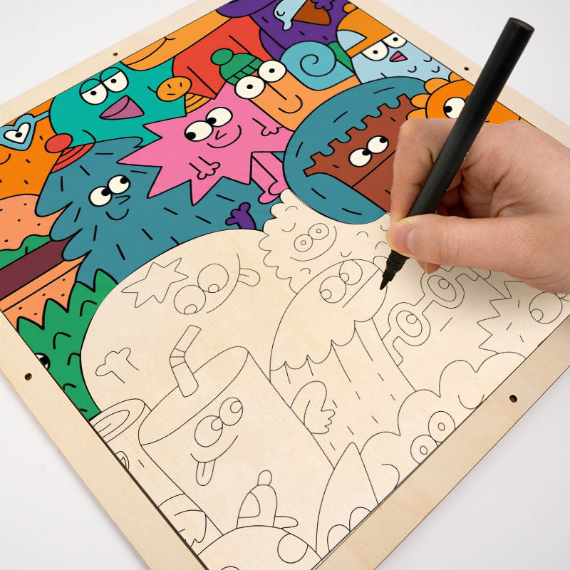 Ansikten av saker - Träpussel att färglägga