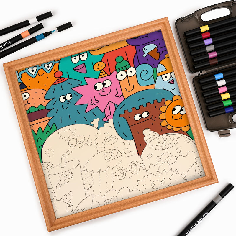 Ansikten av saker - Träpussel att färglägga