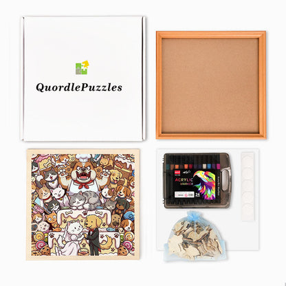 Ett spinnande bröllop - Träpussel att färglägga