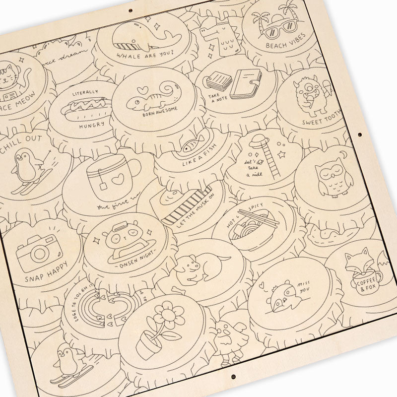 Färgglada mössor - Träpussel att färglägga