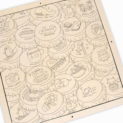 Färgglada mössor - Träpussel att färglägga