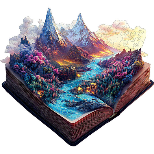 3D träpussel av magiska bergets bok