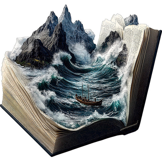 3D träpussel av oceanisk storm