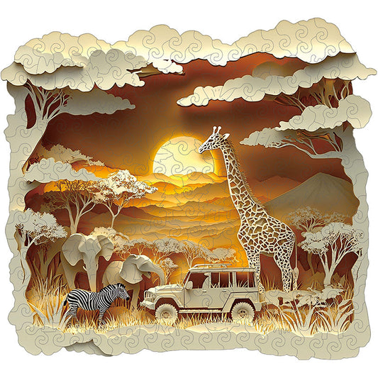 3D träpussel av afrikansk safari