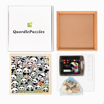 Panda II - Träpussel med målarbilder