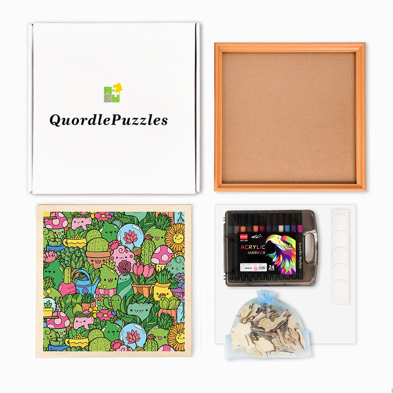 Botaniskt paradis - Träpussel att färglägga