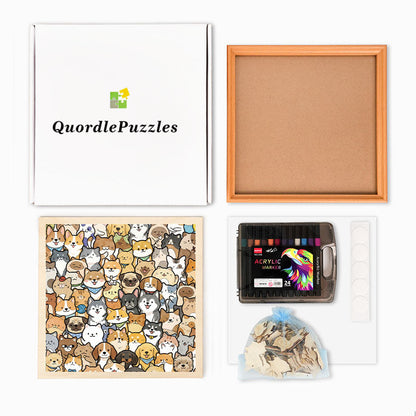 Tiny Puppy World - Träpussel att färglägga