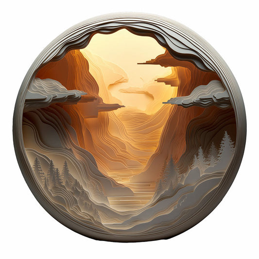 Pappersskuret bergslandskap träpussel