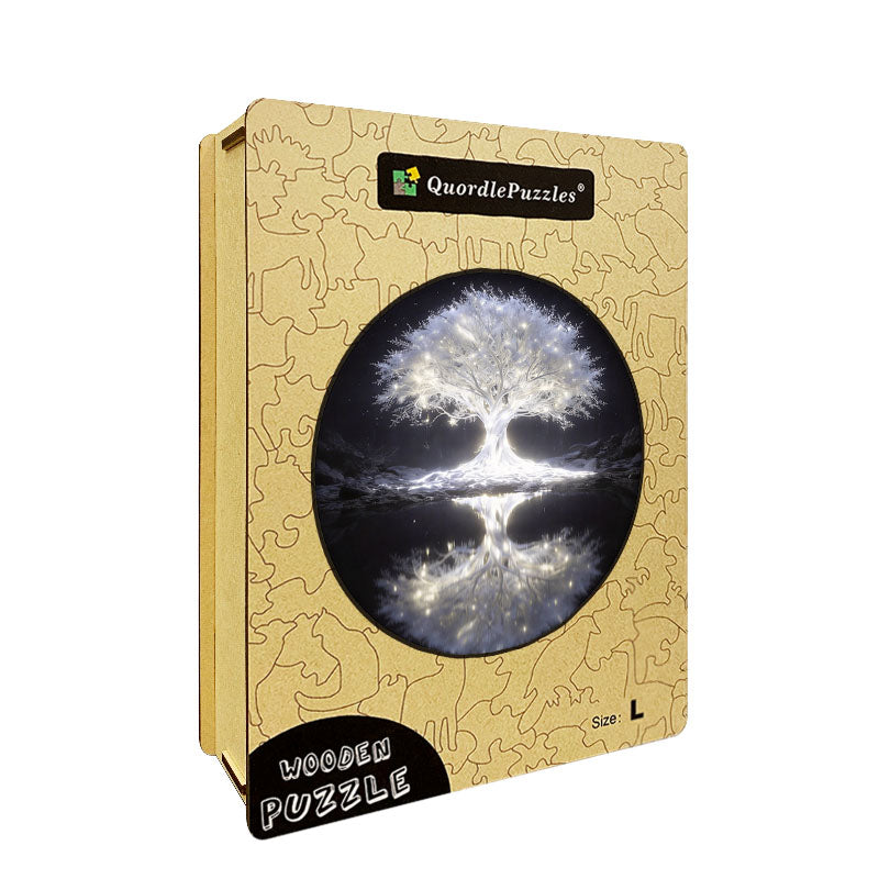 Eteriskt glödande träd i trä