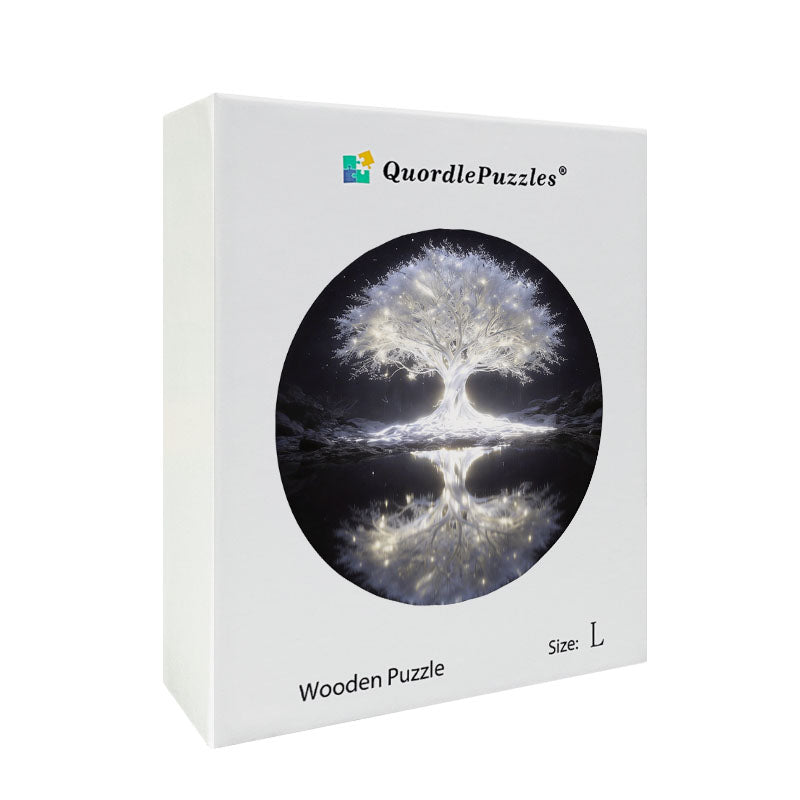 Eteriskt glödande träd i trä